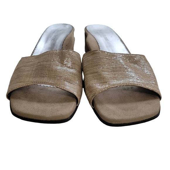 Taryn Rose Slip On Gold Sandals - Picture 2 of 9